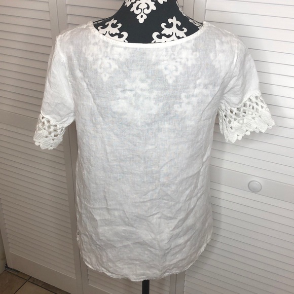 Lungo L’arno Linen Lace Top S Made in Italy - Picture 3 of 6